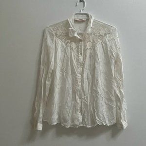 Zara Western Lace Button Up Shirt S